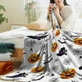 thumbnail image 4 of Halloween Blanket Happy Halloween 130*150 Soft Throw Blanket - Halloweens Themed Gift with Trick or Treat Pumkin Ghost Witch Black Cat Spider Bat Skull, 4 of 7