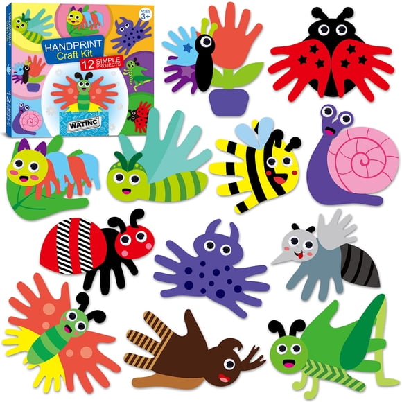 Craft Kit WATINC 12 piezas de arte con estampado de manos de insectos primaverales para niños