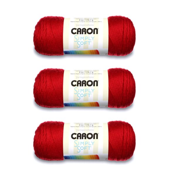 Lana Caron Simply Soft Rojo Paquete de 3 510 g Acrílico Mediano