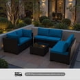 thumbnail image 2 of Patio Furniture Set 7 Piece - All-Weather - Wicker Rattan Patio Outdoor Conversation Set, Modular Sectional Sofa for Backyard, Garden, Poolside, Balcony, Porch, Patio,Black/Peacock Blue, 2 of 6
