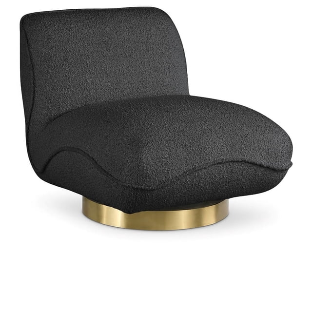 Meridian Furniture Geneva Fauteuil Pivotant en Tissu Bouclé Noir