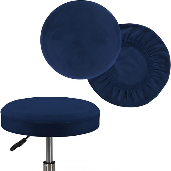 AUQ 2 Pack Stretch Velvet Bar Stool Covers - Round Elastic Seat Slipcovers for 16-18"