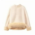 thumbnail image 2 of Styesk Mens Shirts Man Solid Color Fleecing Loose Pullover Stand Collar Hoodie Fallow Wool Warm Blouse, 2 of 3