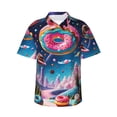 thumbnail image 2 of Yiaed Colorful Donut Print Hawaiian Shirt for Men Short Sleeve Button Down Shirts Beach Shirts for Men-Large, 2 of 5