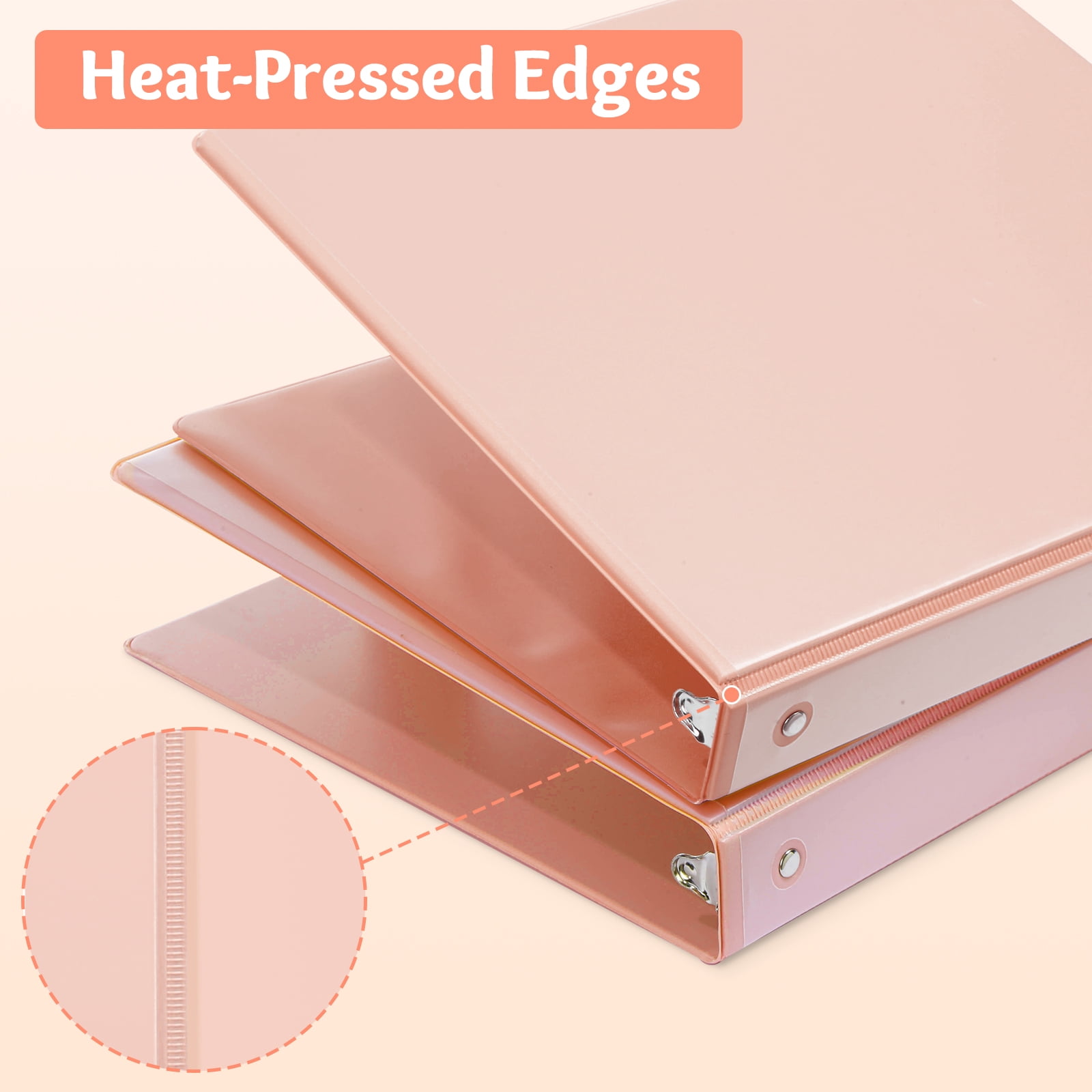 Comix 1 inch 3-ring Binder,Round Ring, 200 Sheets Capacity, 6 Pack Light Pink