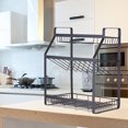 thumbnail image 2 of 3 Tier Spice Rack Organizer Kitchen Countertop Storage Shelf Seasoning Can Jars Bottle Holder Organizer Black, 2 of 7