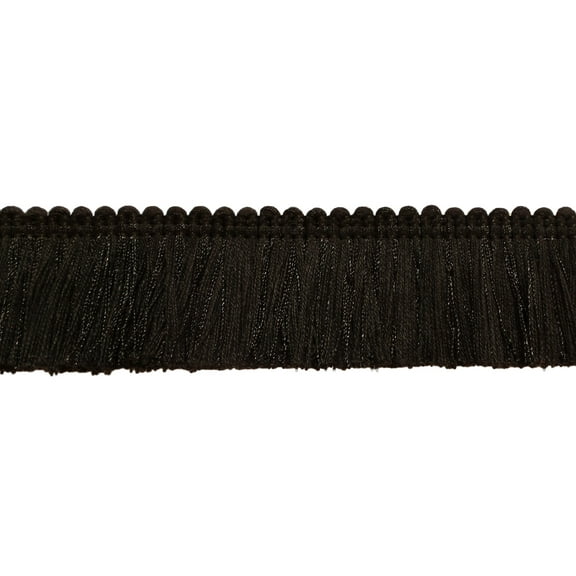1 3/4" (4cm) Basic Solid Collection Shiny Brush Fringe Trim # 0175SB,, Pure Black #K9 (Jet Black) Sold By The Yard (36"/3 ft/0.9m)