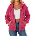thumbnail image 3 of Fashion Hoodies for Womens Lightweight Plus Size Full-Zip Up Casual Comfortable Solid Color Hoodie Drawstring Long Sleeve Pockets Hooded Sweatshirt Coat, 3 of 8