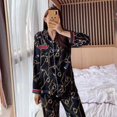 thumbnail image 2 of Conjunto de pijamas de manga larga para mujer, ropa de dormir de talla grande, con estampado de cadena, de seda de hielo, para el hogar, 2 of 2