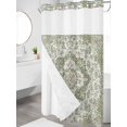 thumbnail image 3 of No Hook Shower Curtain with Snap-in Liner, Sage Green Boho Waterproof Fabric Bathroom Curtains, Vintage Abstract Art Ethnic Tribe Bath Curtains & Mesh Top Window Stand Up Stall 36"x72", 3 of 9