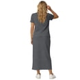 thumbnail image 7 of PRINxy Women's 2 Piece Casual Set V-Neck Short Sleeve Top Elastic Waist Split Hem Maxi Skirt with Pockets Breathable Vacation Daily Wear Gray S, 7 of 7