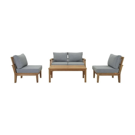 Modway Marina 5 Piece Outdoor Patio Teak Sofa Set in Natural White