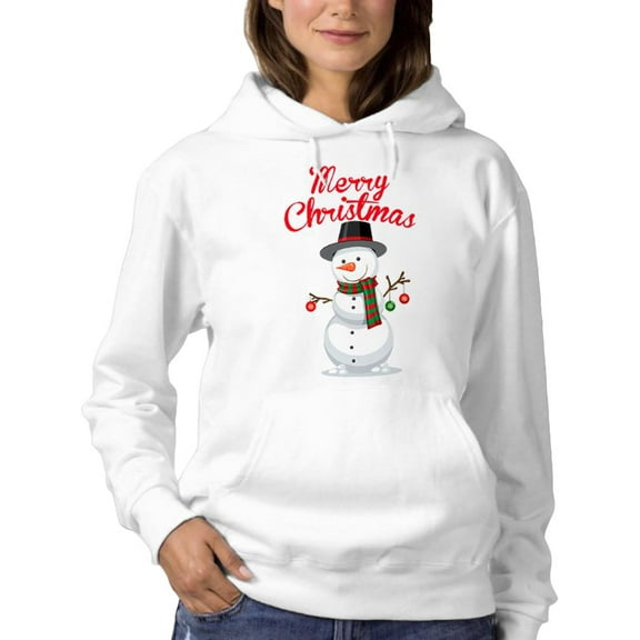 Snowman Merry Christmas Hoodie Women -SPIdeals Designs, Female Small