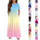 thumbnail image 1 of Girls Summer Sundress Short Sleeve Ombre Maxi Dress Soft and Comfortable Casual Long Dress for Kids Perfect for Summer ,Sie:120, 1 of 6