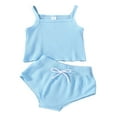 thumbnail image 2 of Newborn Baby Shorts Suit  Sling Plain Color Ribbed Camisole Tops+High Waist Triangle Short Pants, 2 of 10