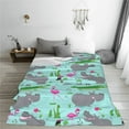 thumbnail image 5 of Fuzoiu Hippo With Flamingos And Crocodiles Print Ultra-Soft Micro Fleece Blanket,All Seasons Flannel Throw, Lightweight Blanket for Bed, Sofa, Couch, Movie Night, Camping, and Travel-40"x30", 5 of 7