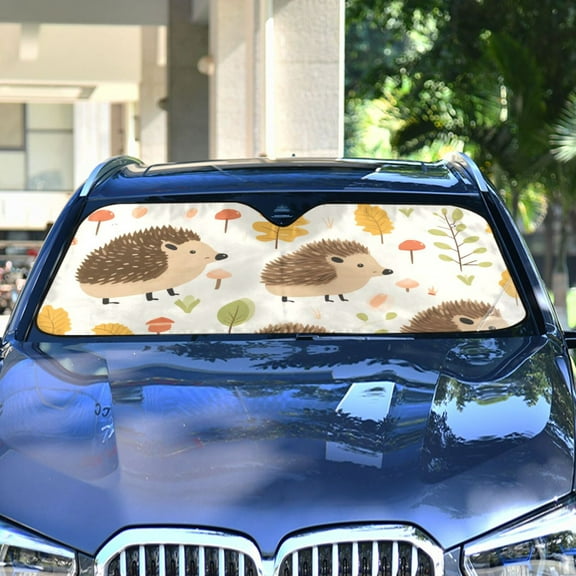 Hedgehogs Leaves Automotive Front Car Windshield Sun Shade Reflector Foldable for Front Fit for Cars Truck SUVs