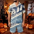 thumbnail image 3 of DORKASM Halloween Matching Pajamas for Men Pj Sets Bat Pumpkin Print Button Down Sleepwear Light Gray 3XL, 3 of 4
