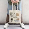 thumbnail image 2 of Natural Beige Tote Bag with Abstract Patterns Geometric Shapes & Leaf Designs ' love of MOTHERS ' in Cursive Perfect for Shopping & Travel, 2 of 4