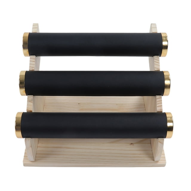 Bracelet Display Rack, Jewelry Showing Removable Beveled 3 Tier Watch Holder Faux Leather For Home Cloakroom Black