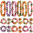 thumbnail image 1 of Diadema de flores de Lei hawaiano, pulseras, collar de hojas de Luau hawaiano tropical, pulseras, aros para el pelo, corona para mujer, diademas para el pelo, disfraz de Cosplay, vacaciones en la play, 1 of 5