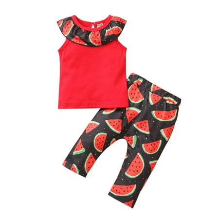 

Fesfesfes Newborn Infant Baby Girls Sleeveless Solid Color Vest Tops+Floral Pants Set