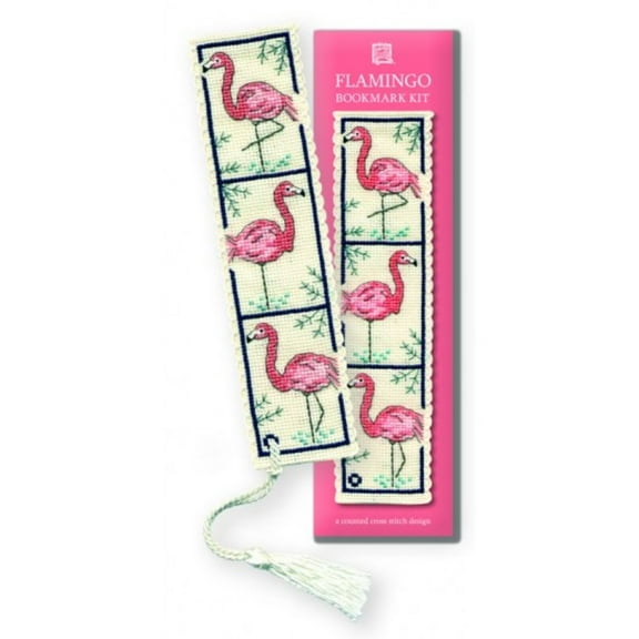 Textile Heritage Counted Cross Stitch Bookmark Kit - Flamingos