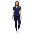 thumbnail image 4 of M&M SCRUBS Women’s Ultra-Soft Luxe Stretch Jogger Scrub Set V-Neck Top & Jogger Pants with Pockets - Regular & Petite Size (True Navy Blue, X-Small-Petite), 4 of 4