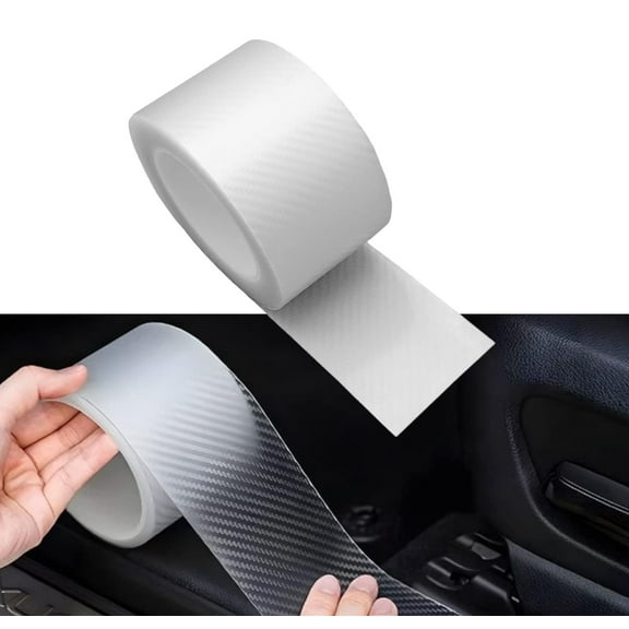 Car Door Sill Protector Carbon Fiber Anti Scratch Protector Sticker Car Door Guard Bumper Wrap Film Tape 5CM*5M (Transparent)