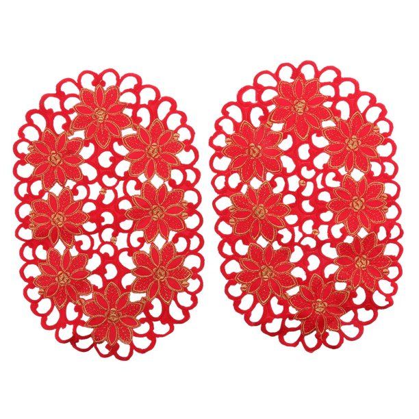 Set De 2 Piezas De Manteles De Floral Roja Alfombras rojo perfecl Mantel individual de mesa