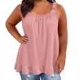 thumbnail image 5 of FAIWAD Plus Size Clothes for Women Summer Casual Scoop Neck Pleated Front Cami Shirts Sleeveless Ruffle Camisole, 5 of 9