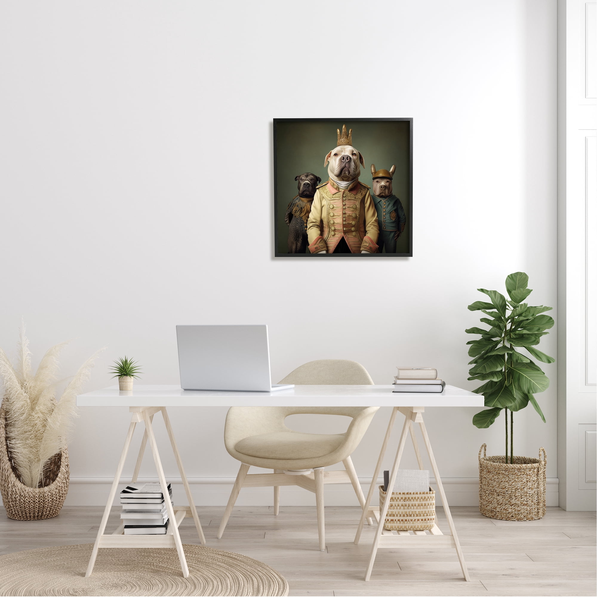 Stupell Industries Dogs Wearing Regal Clothes Animals & Insects Painting Black Framed Art Print Wall Art, 24 x 24