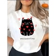 thumbnail image 1 of Camisetas de manga corta para mujer, diseño gráficoCozy Comfort | Women's "Meowentine" Heart Cat Graphic T-Shirt - Casual Round Neck, Short Sleeve, Comfortable Polyester Blend, Perfect for SummerFat, 1 of 7