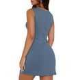 thumbnail image 6 of TUGOXIE Mini Dresses for Women 2024 Blue Bodycon Sleeveless Dress for Women S, 6 of 9