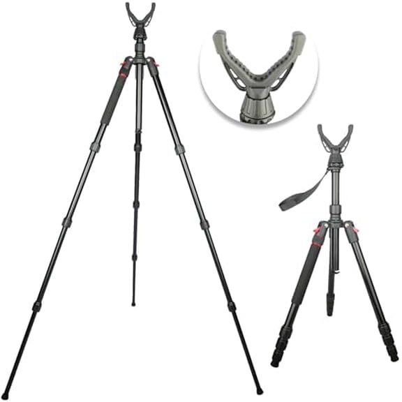 Adjustable Shooting Tripod for Rifles,Shooting Stick 3-in-1 Convertible Tripod/Monopod/Bipod, 22.8″-61″ Height, Lightweight Aluminum Alloy with Carrying Bag, Stable Rifle Rest for Hunting Outdoor$$