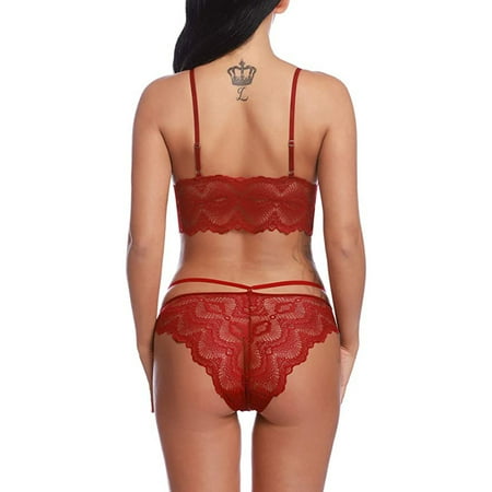 

Quealent Crotchless Lingerie For Women Women Lingerie Lace Strap Chemise Halter Teddy V neck Sleepwear A L