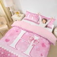 thumbnail image 3 of Castle Fairy Pink Glitter Letter H Twin Bedding for Girls,Love Heart Bow Print Duvet Cover Set,2pcs,No Comforter,Pink Reversible, 3 of 6