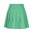 thumbnail image 6 of Women and Girl Short Skirts High Waist Pleated Skater Tennis Skirt Summer Solid Color Cotton Linen Skirt Anti-Exposure Safety A Line Mini Skirts, 6 of 9