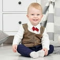 thumbnail image 4 of 1 Piece Baby Boy Cute Gentleman Spring and Autumn Brown Bodysuit, 4 of 5