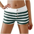 thumbnail image 2 of BiZtdJrK Striped Shorts for Women Colorblock Button Front Elastic Low Waist Shorts Comfy Slim Fit Pajama Shorts Green XL, 2 of 7