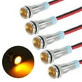 thumbnail image 3 of 10pcs 6mm 1/4" Car Interior LED Indicator Lights 12-24V Flat Head Signal Lamp with 150mm Cable Yellow, 3 of 6