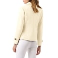 thumbnail image 4 of MODA NOVA Juniors Winter Worsted Notched Lapel Double Breasted Short Peacoat Beige L, 4 of 7