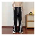 thumbnail image 3 of Fashionable Casual Loose Striped Men Split Snap Button Pants for Autumn, 3 of 8