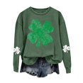 thumbnail image 4 of WEAIXIMIUNG Sweatshirts d'Automne pour Femmes Mode Décontractée Jour de la Saint-Patrick Vert Imprimé Graphique Quatre Feuilles Col Rond Manches Longues Jogging Sweatshirt, 4 of 4