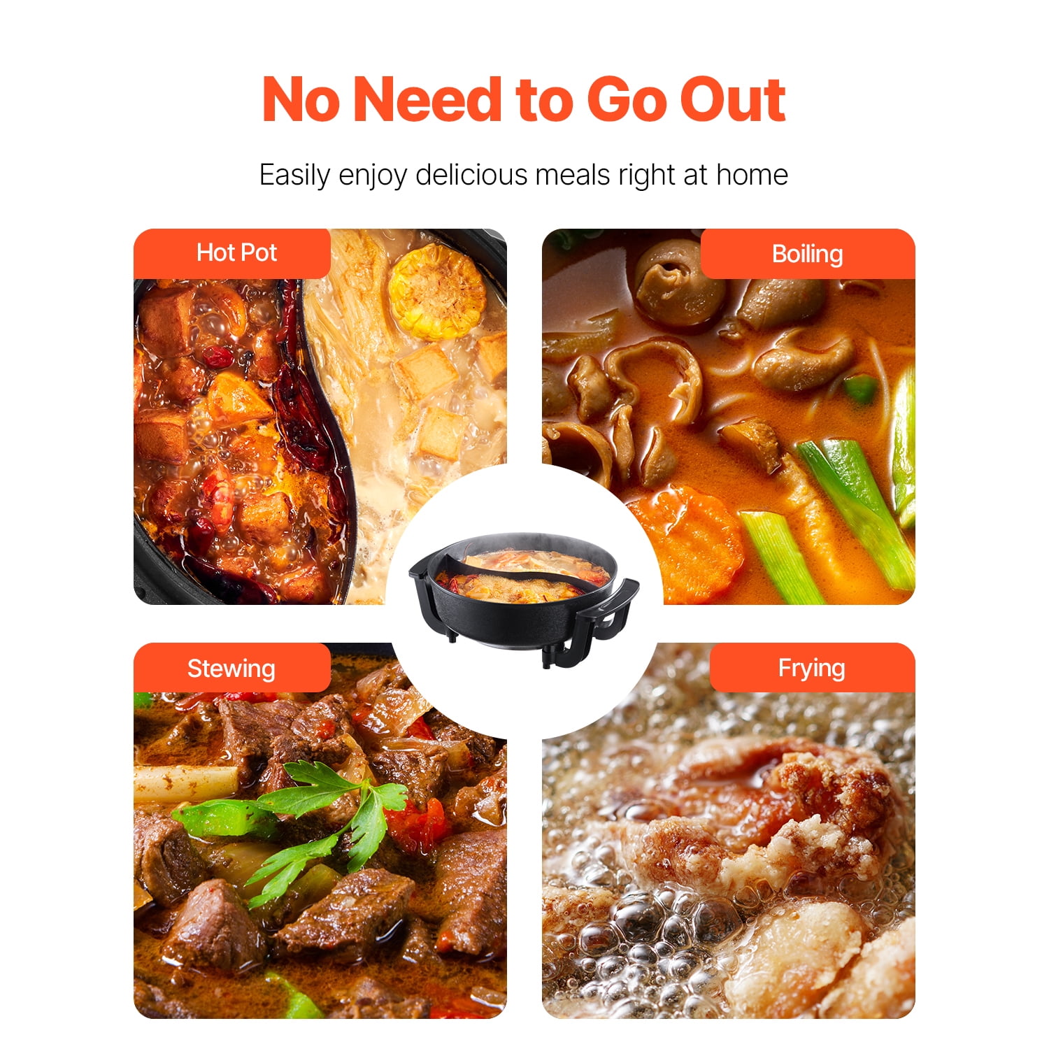 KFFKFF 1360W 5L Electric Hot Pot 5L Electric Cooker Multifunctional Pot Non-Stick Shabu-shabu Hot Pot with Divider Double-Sided Shabu Hot Pot with Tempered Glass Lid