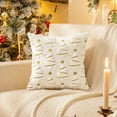 thumbnail image 6 of Set of 2 Christmas Tree Star White Red Green Throw Pillow Covers, Holiday Xmas Winter Plush Faux Fur Pillows Covers for Couch Sofa Home Decorations, 6 of 6