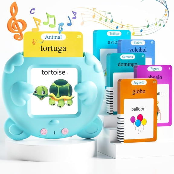 Spanish & English Talking Flash Cards, Bilingual Learning Toys, Pocket Speech Toys, Vocabulary Educational Flashcards