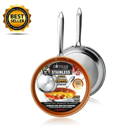 New! Gotham Steel Stainless Steel Premium 8.5” Non Stick Frying Pan – As Seen on (Best Cheap Non Stick Frying Pan)