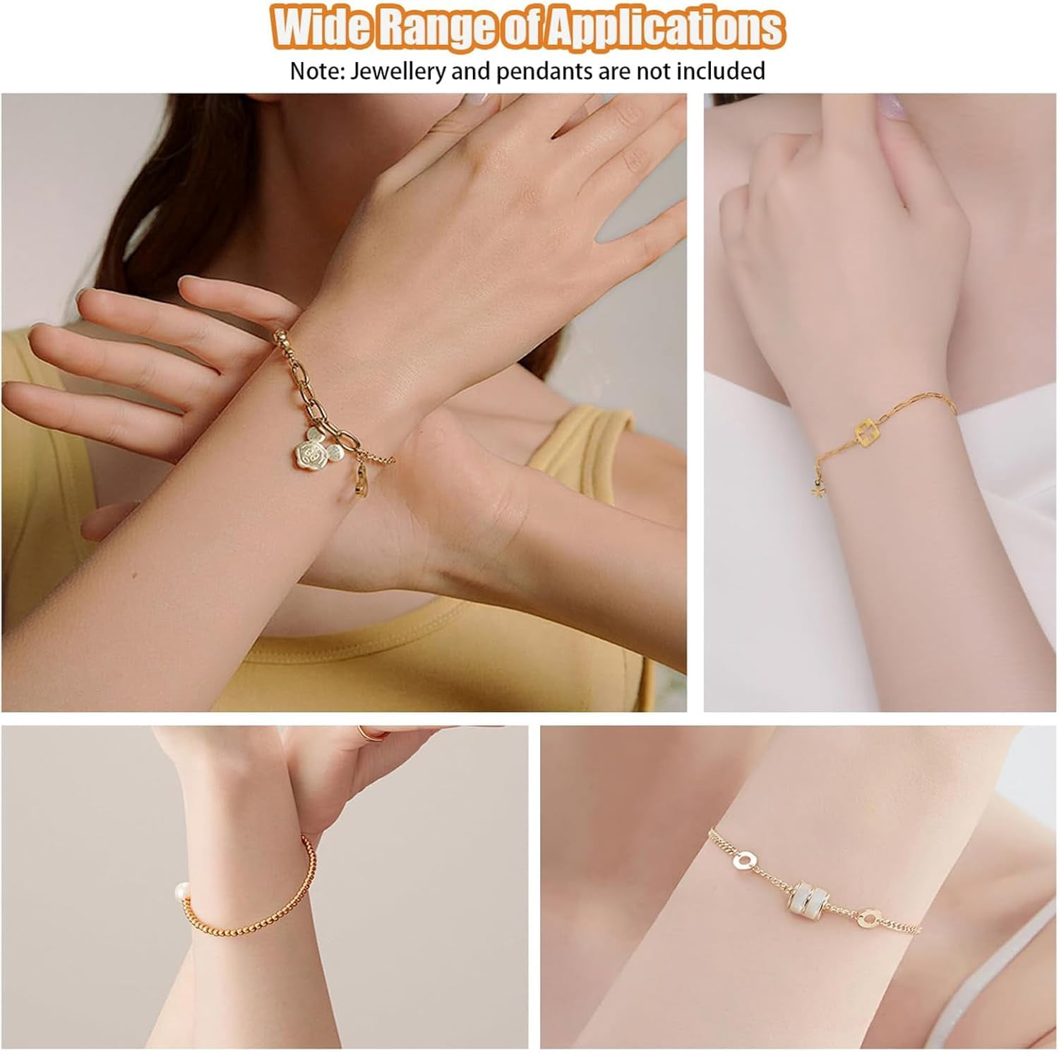 Gold Necklace Chain for Jewelry Making, 46ft 6 Style Rolled Steel DIY Jewelry Chain Roll Bracelet Bulk Link Plated Permanent for Earring Anklet Craft with Jump Ring, Lobster Clasp, Pliers