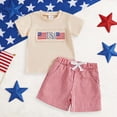 thumbnail image 2 of HCNTES Toddler Baby Infant Newborn Boys Girls Independence Day Outfits Set Spring Summer Short Sleeve Shirt and Pants Set Kids 2-piece Pajamas Sleepwear(F02-Red,12-18 Months), 2 of 8